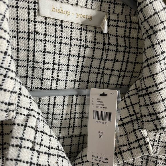 Anthropologie Bishop & Young Parker Tweed Cropped Jacket Windowpane M New - Picture 10 of 14